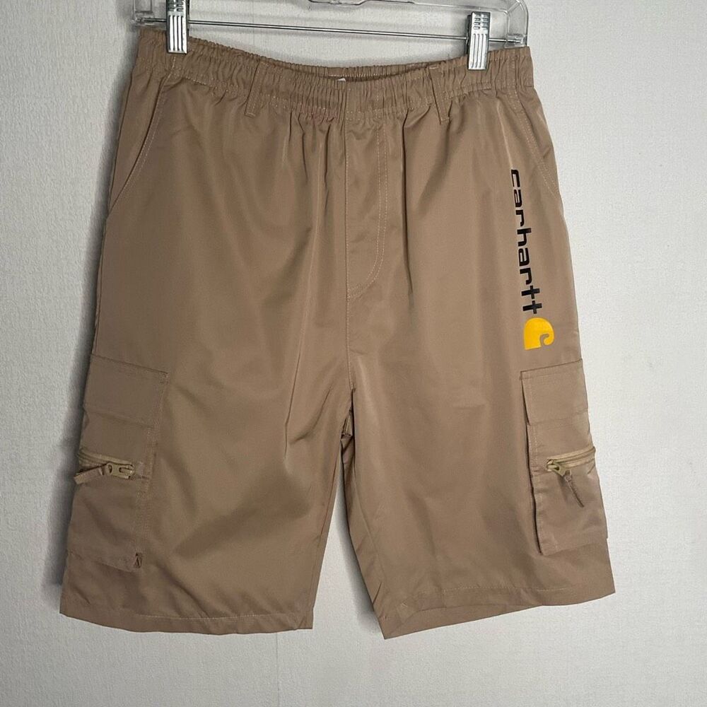 Carhartt Shorts Mens Medium Beige Stone Multi Pocket Cargo Elastic Waist Outdoor - Picture 2 of 6